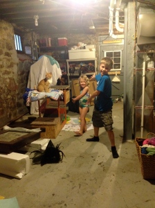 Enjoying our creepy, dirty basement during the tornado warning this week